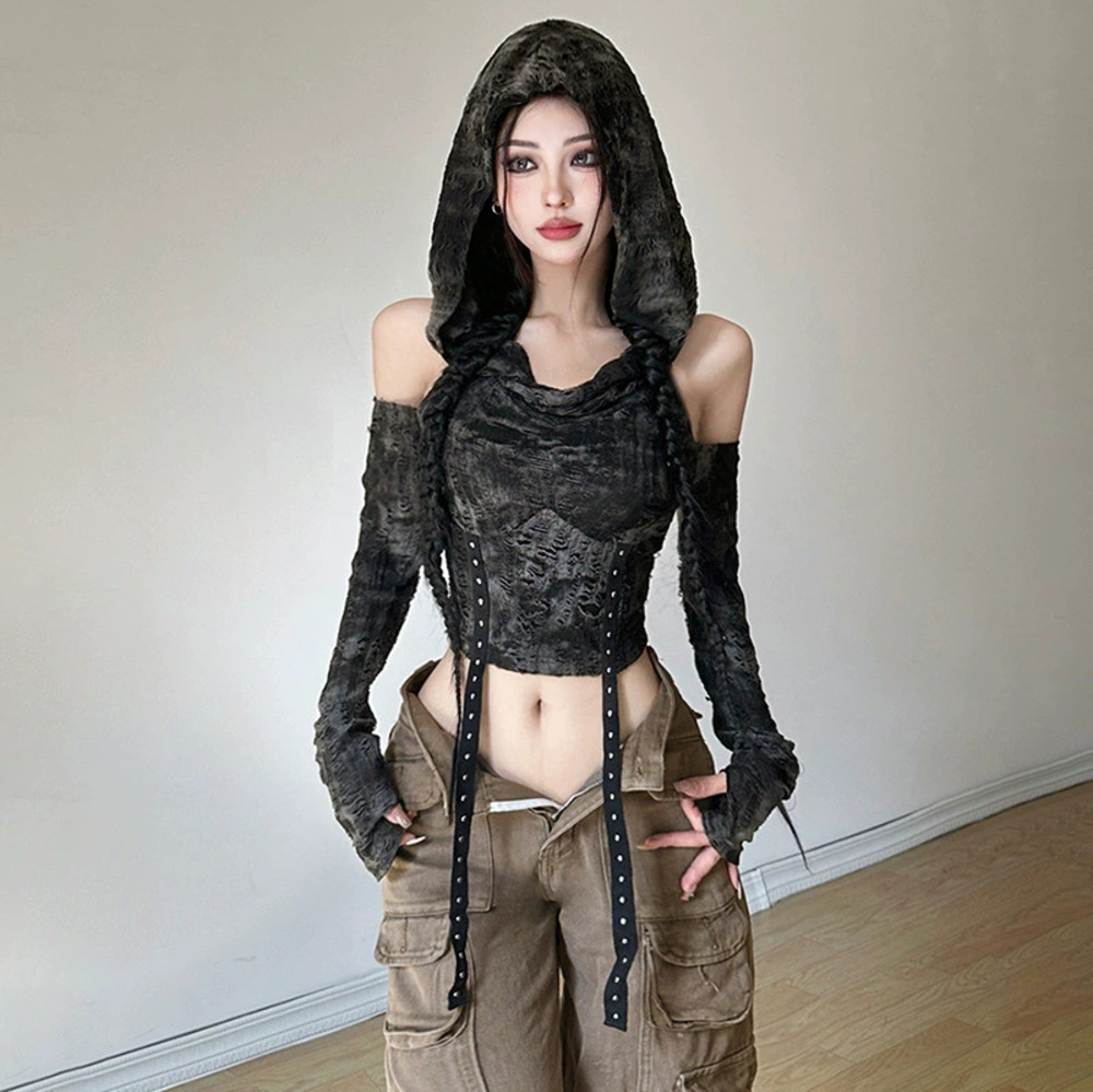 Zara Autumn Edgy Slim Fit Street Wasteland Top